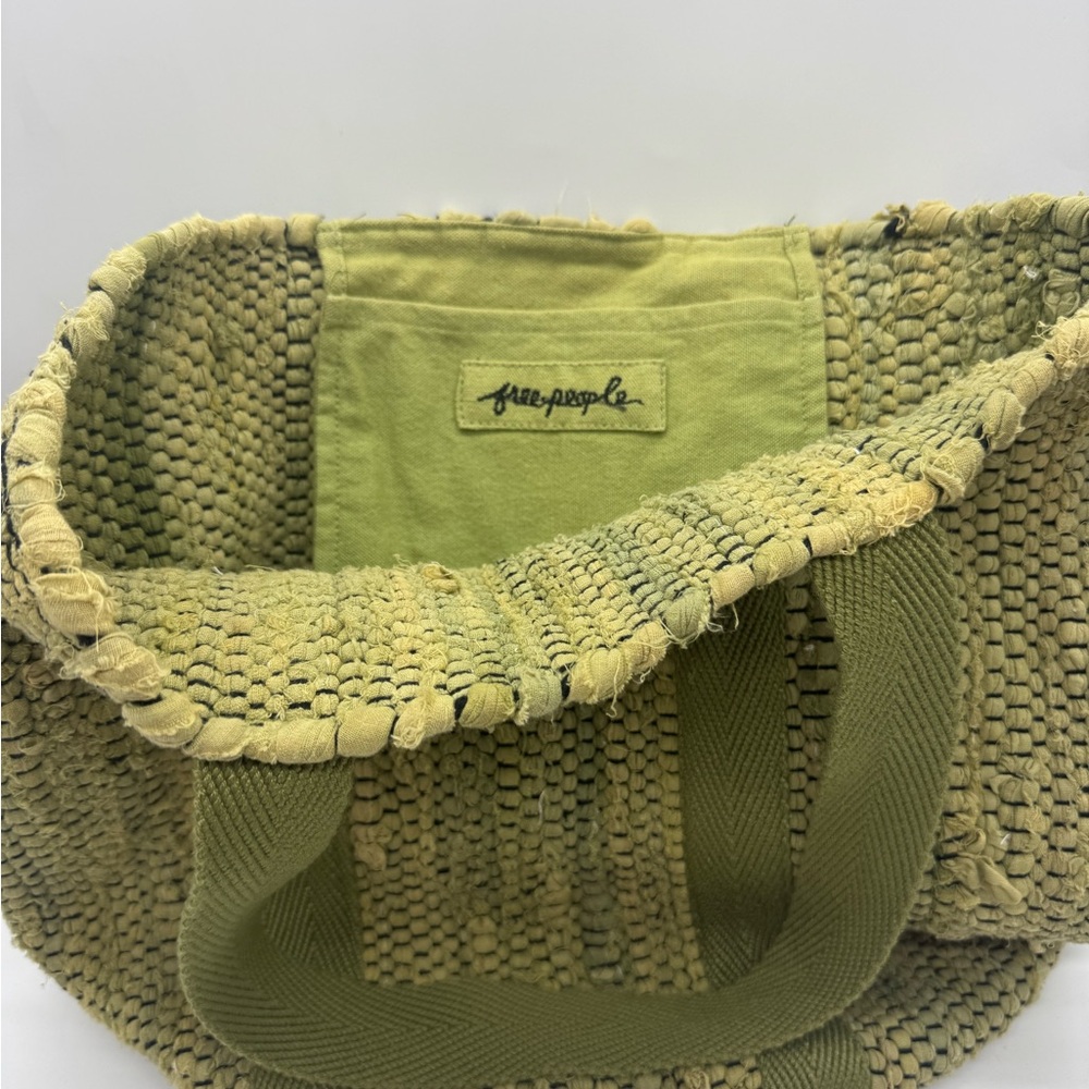 Free People Rami Rug Tote in the grassy green color. - Picture 3 of 4
